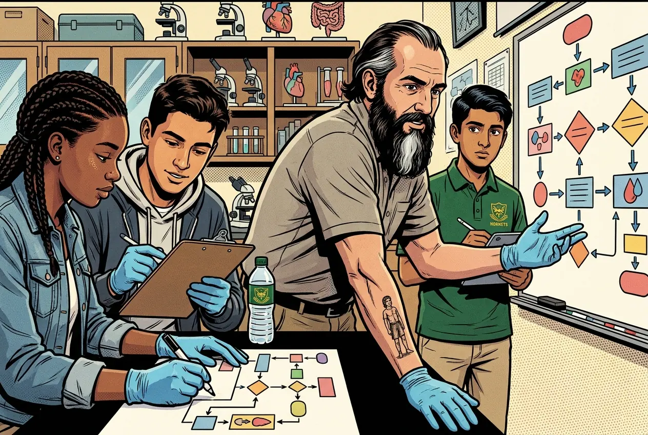 Drawing, panel 14: Patient flow workflow.