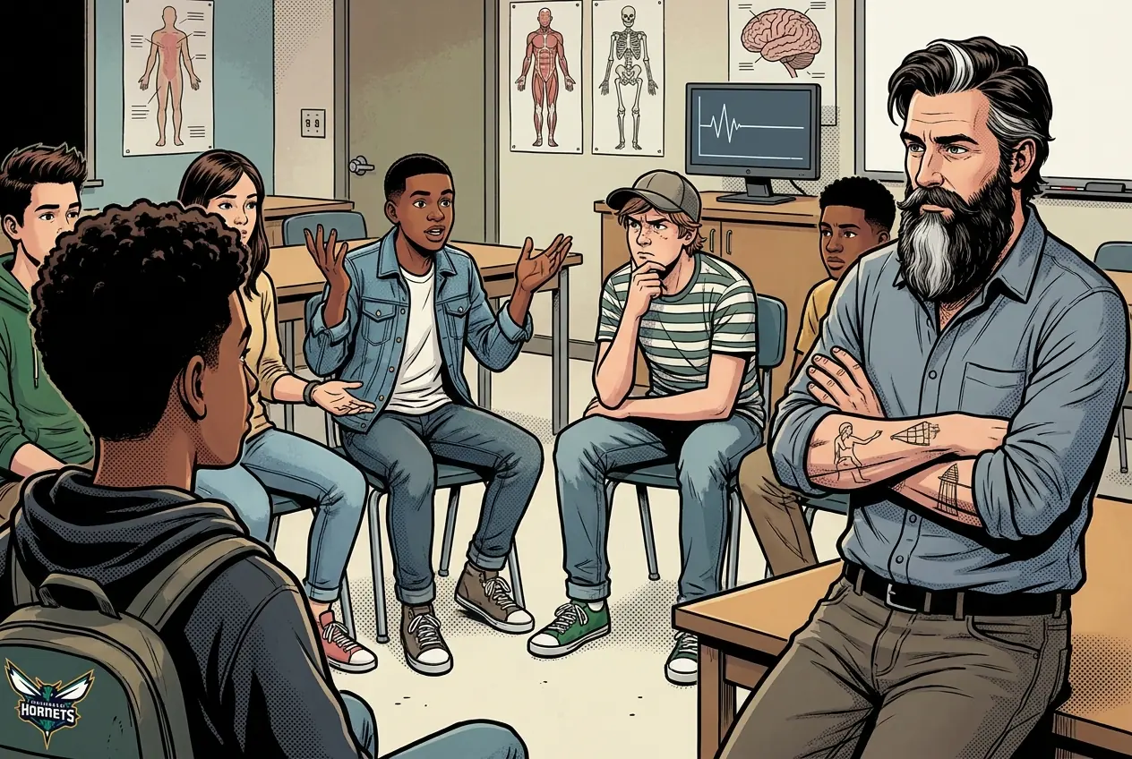 Comic panel 21: ER-ethics debate. Whether a design that helps most patients but disadvantages a specific group is acceptable if the overall numbers improve.