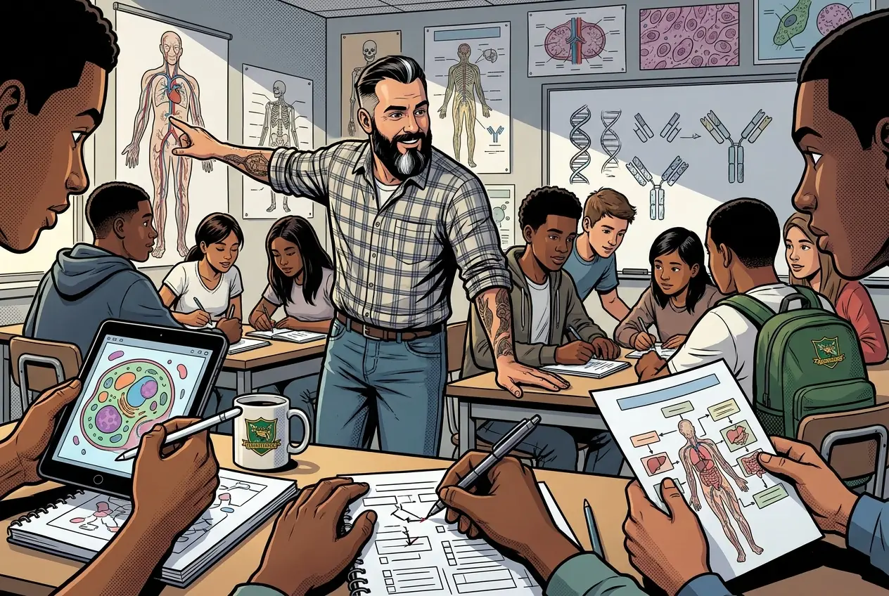 Comic panel 51: MP1 tracker audit. Marking period audit with an honest confidence rating.