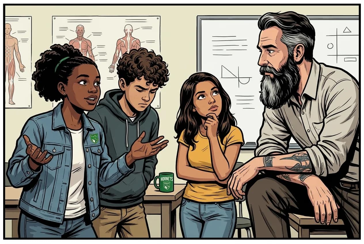 Comic panel 61: Public health debate. When a public health measure restricts individual choice for collective benefit, and who decides the threshold.