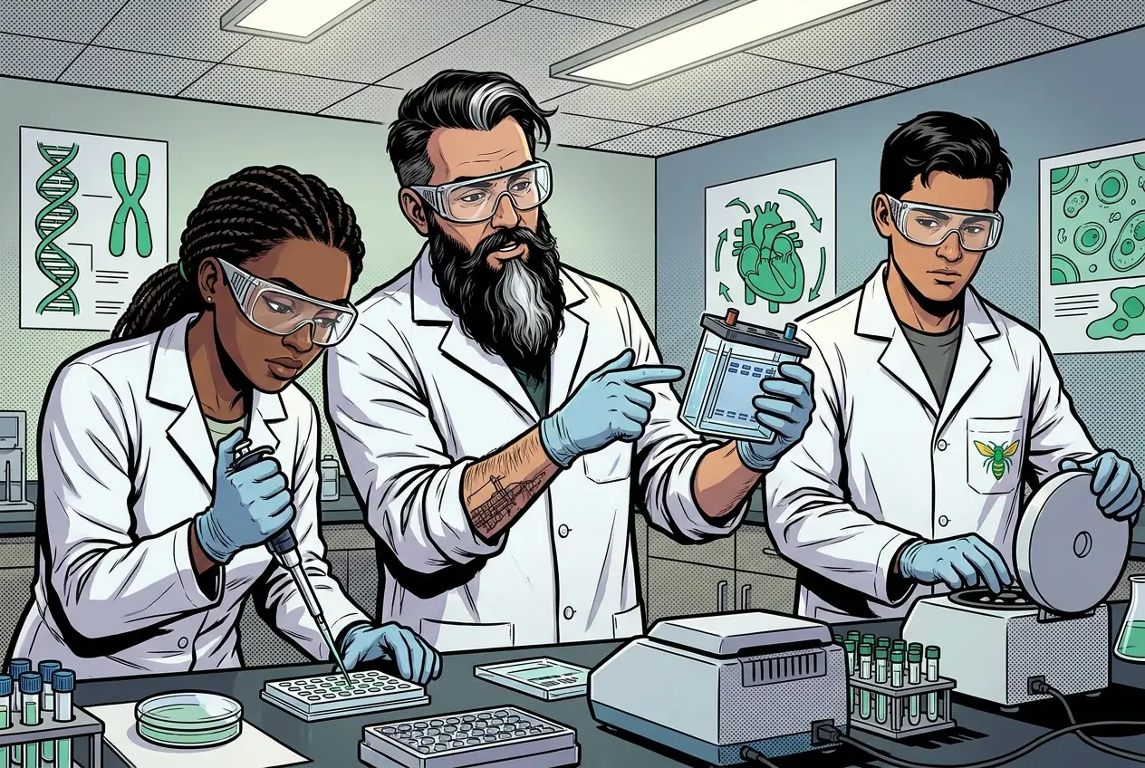 Drawing, panel 42: Vaccine and disease-model lab.