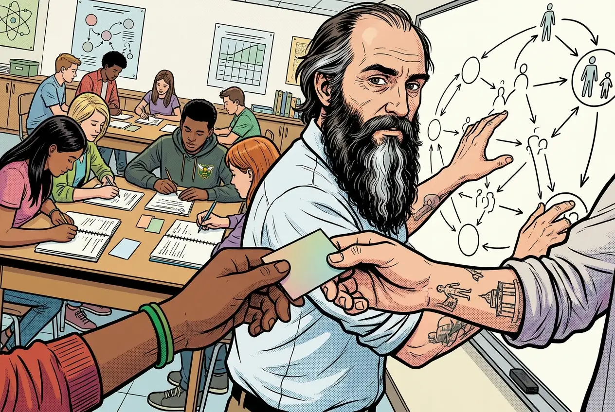 Comic panel 43: Herd immunity math. The threshold depends on how contagious the disease is. More contagious means a higher fraction needed, and for the most contagious diseases the number is uncomfortably close to everyone. ME says: The model stopped spreading before everyone was vaccinated. The unvaccinated are protected by the vaccinated.