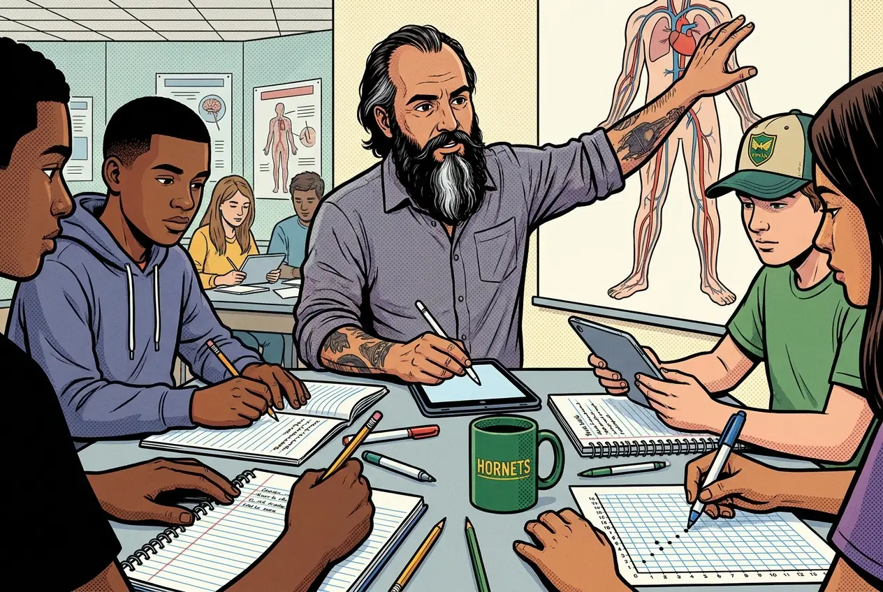 Comic panel 65: Evidence sort and false results. Sorting our evidence by how much it can carry, and marking which results could be false and what that would do to the conclusion.