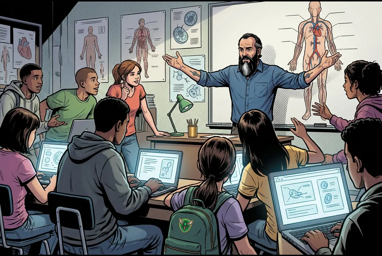 Comic panel 67: Unit 2 summative. The unit assessment. Nothing on it was a surprise, which is the whole argument for the nightly review.