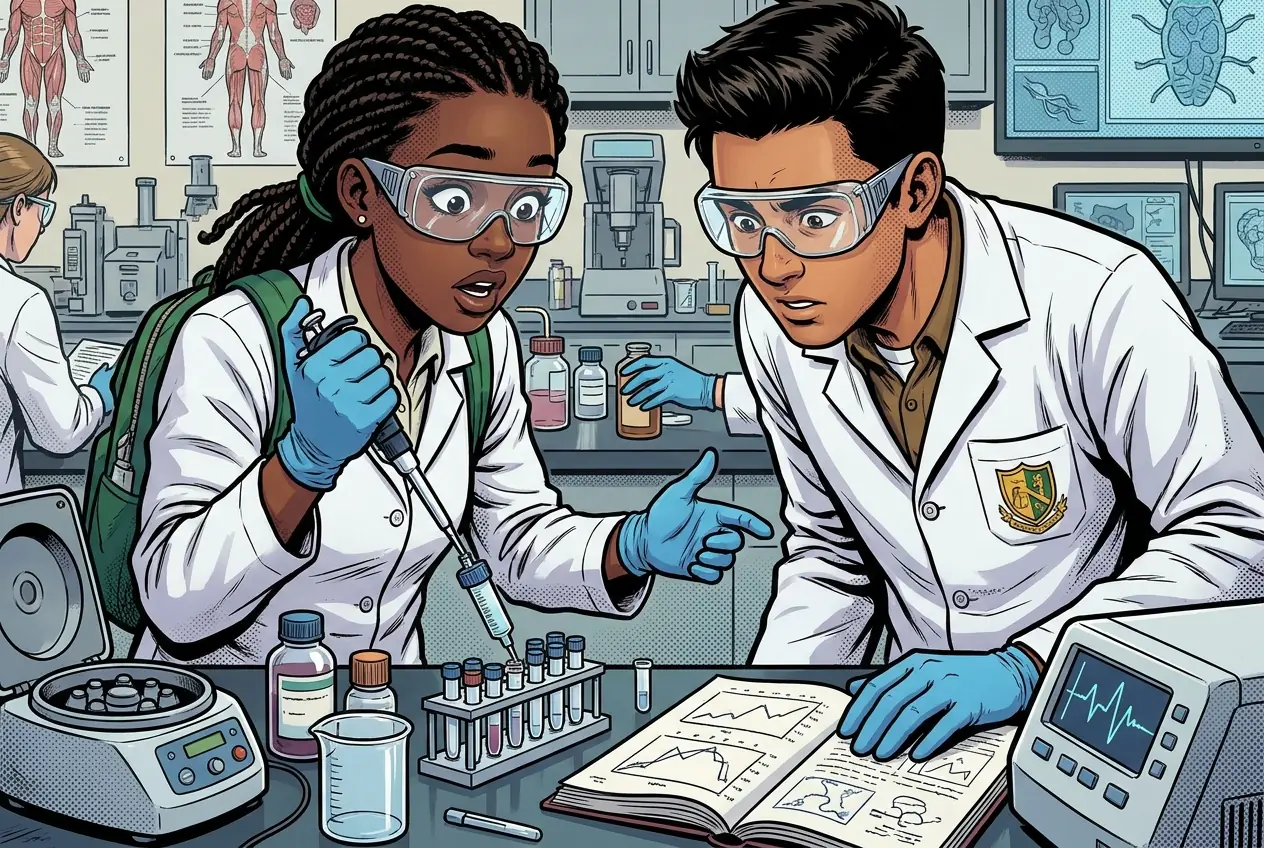 Drawing, panel 91: Protein purification lab report.