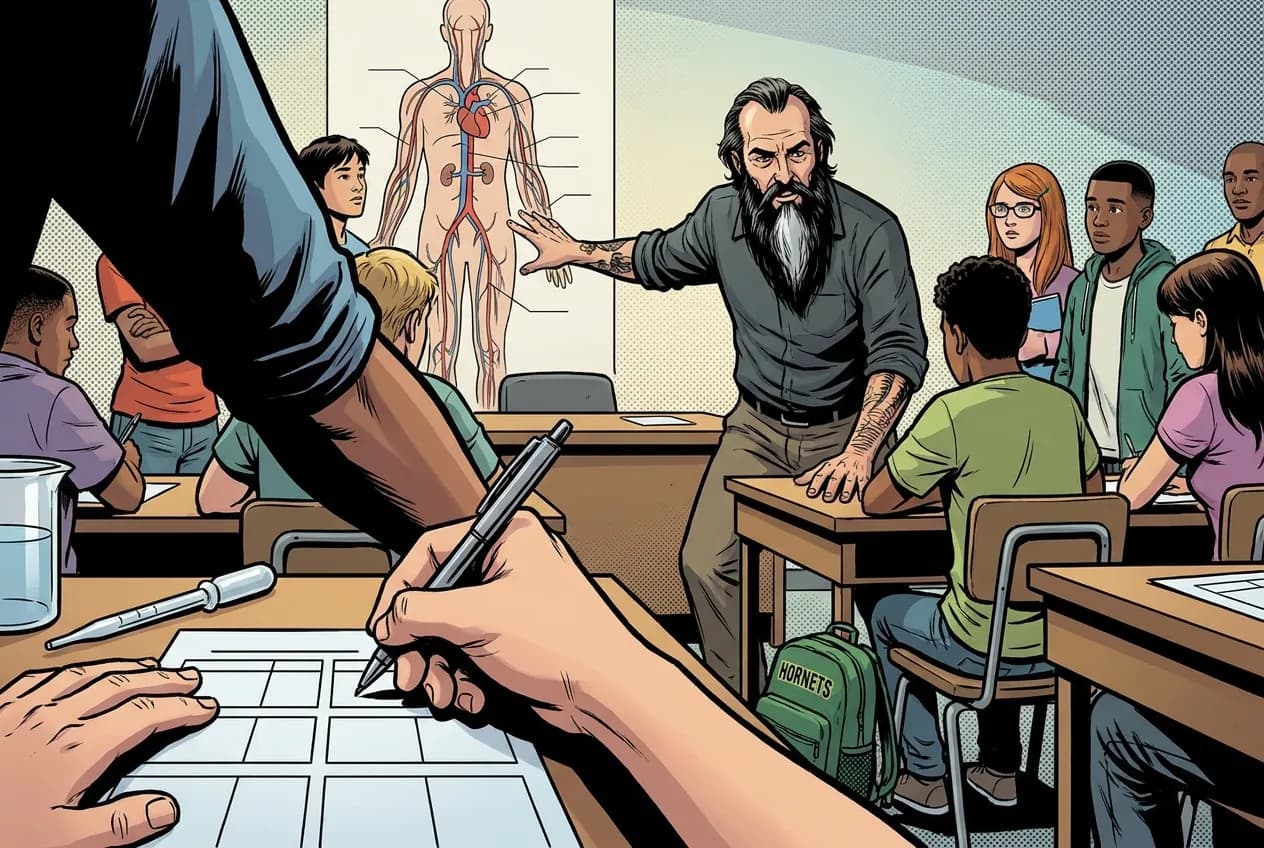Comic panel 60: Hypothesis and protocol. If-then hypothesis, full materials list, step by step procedure. Written so somebody else could run it without asking us a single question, which is the actual test of a protocol.