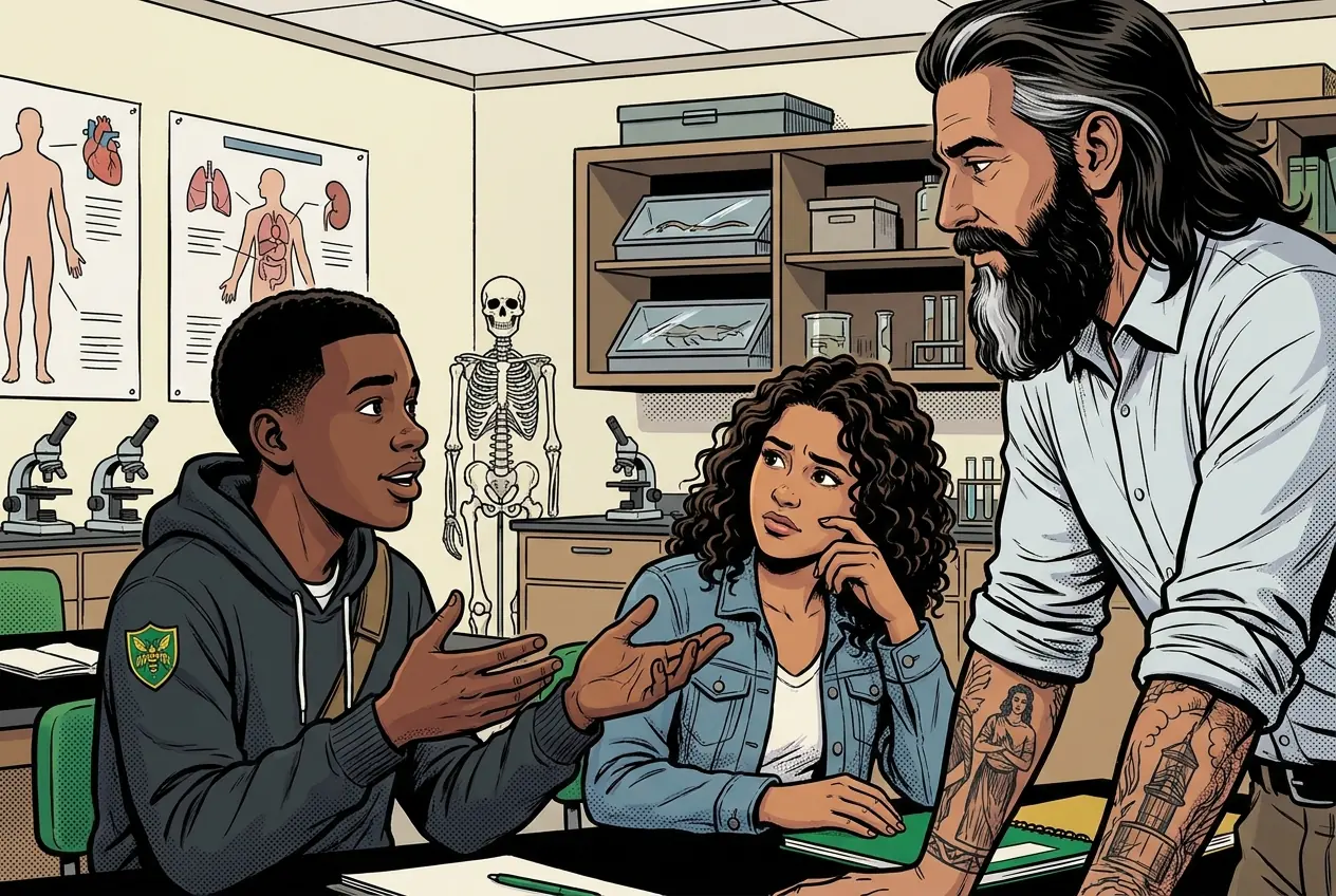 Comic panel 65: Heart transplant allocation debate. Rank the allocation criteria and defend the ranking in one sentence. Medical urgency, likelihood of success, time on the list, age.