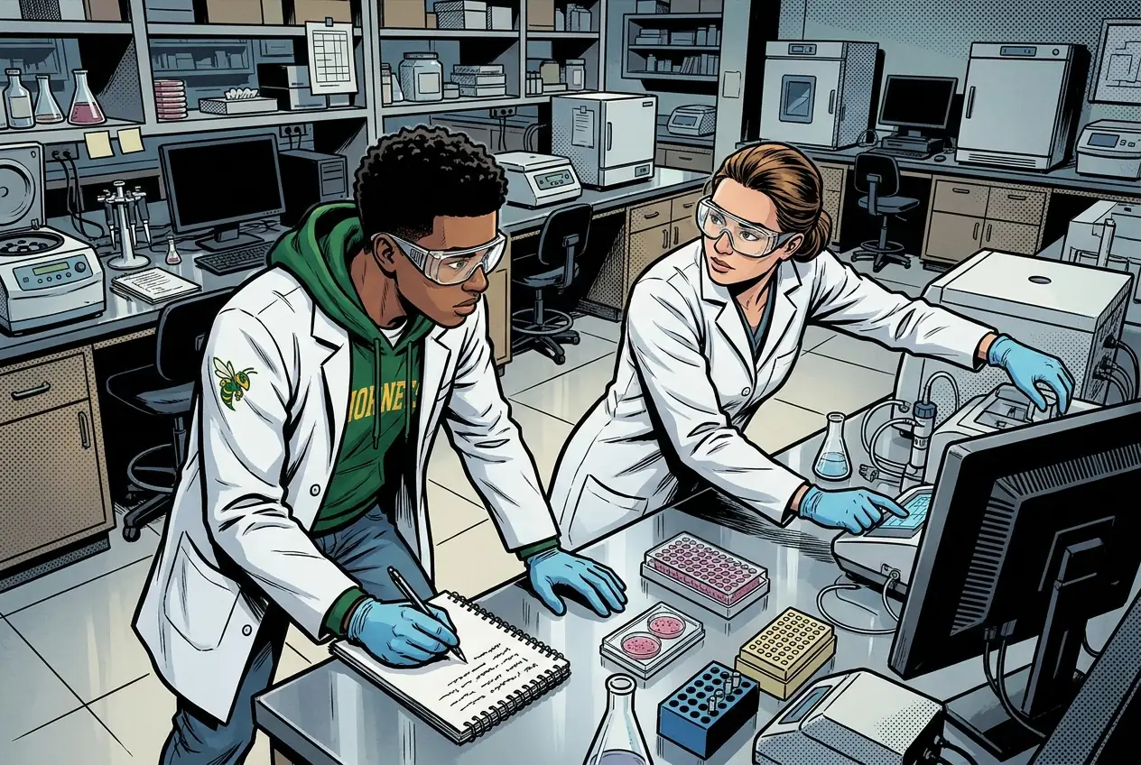 Drawing, panel 80: Research experience.