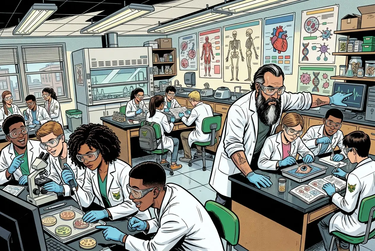 Drawing, panel 83: Plaque assay and eye dissection.