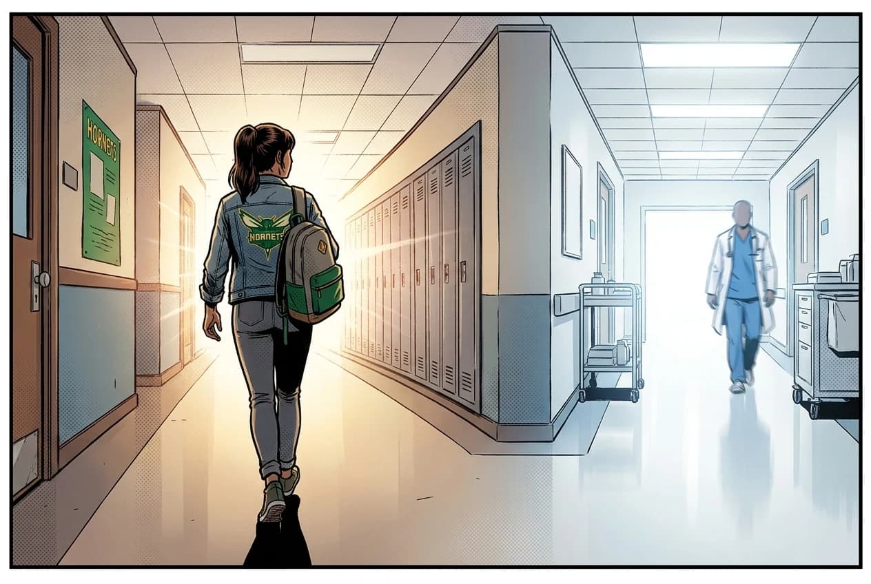 Drawing, panel 91: The reason.