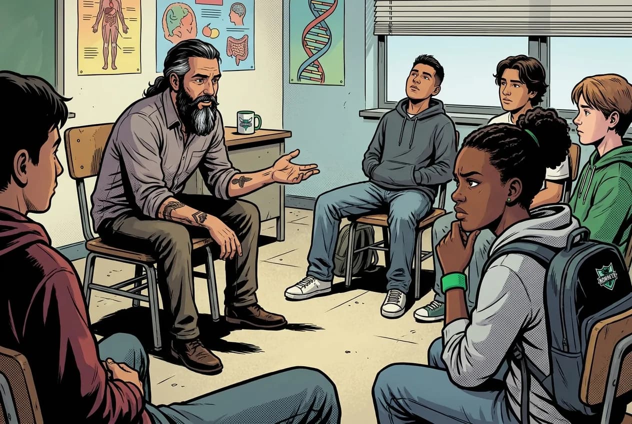 Comic panel 22: Ethics of autopsy, John Carroll. John Carroll started today. They do not argue back and they never tell you when you are right. FACILITATOR says: You said the family decides. Could a family block an autopsy that would reveal a murder?