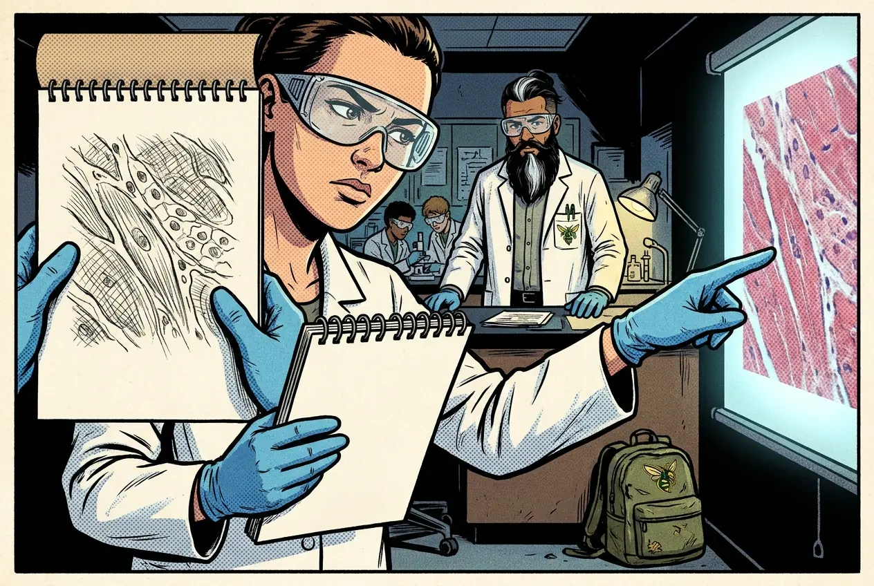 Drawing, panel 25: Analyze histology.