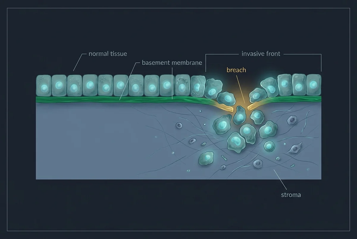 Labeled illustration: invasive margin