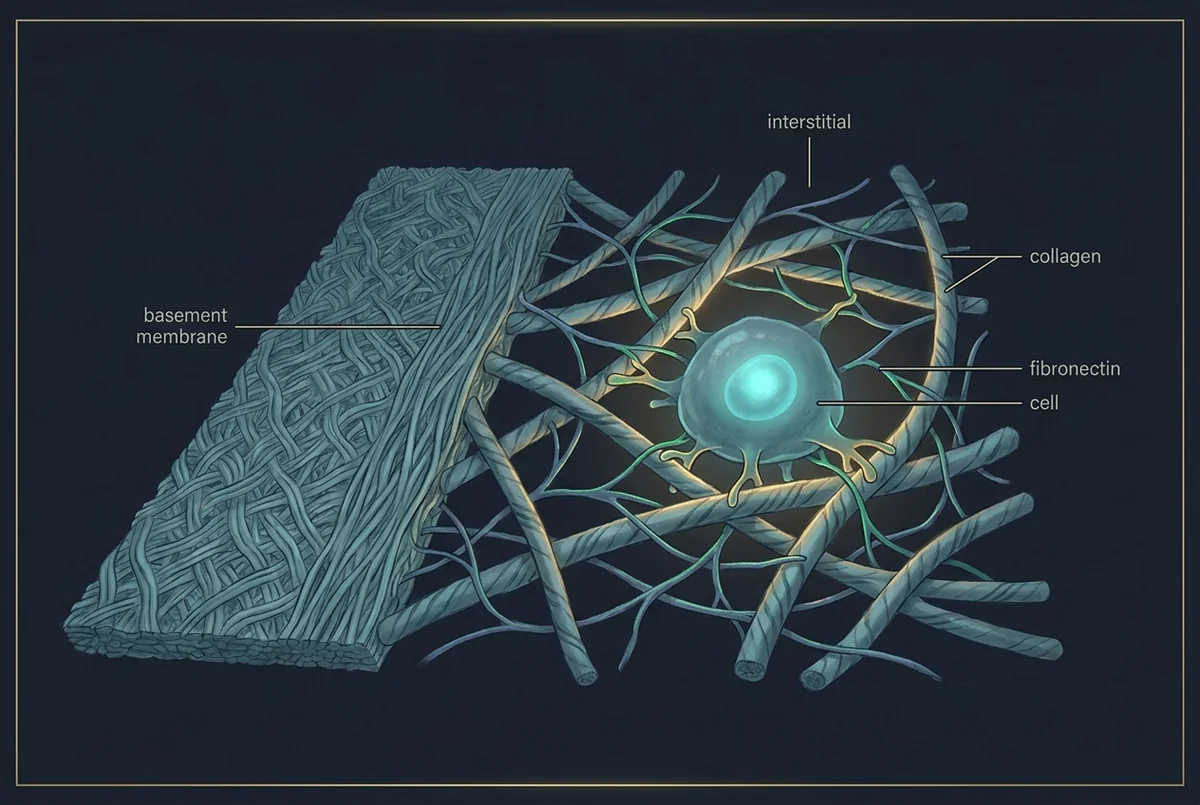 Labeled illustration: extracellular matrix