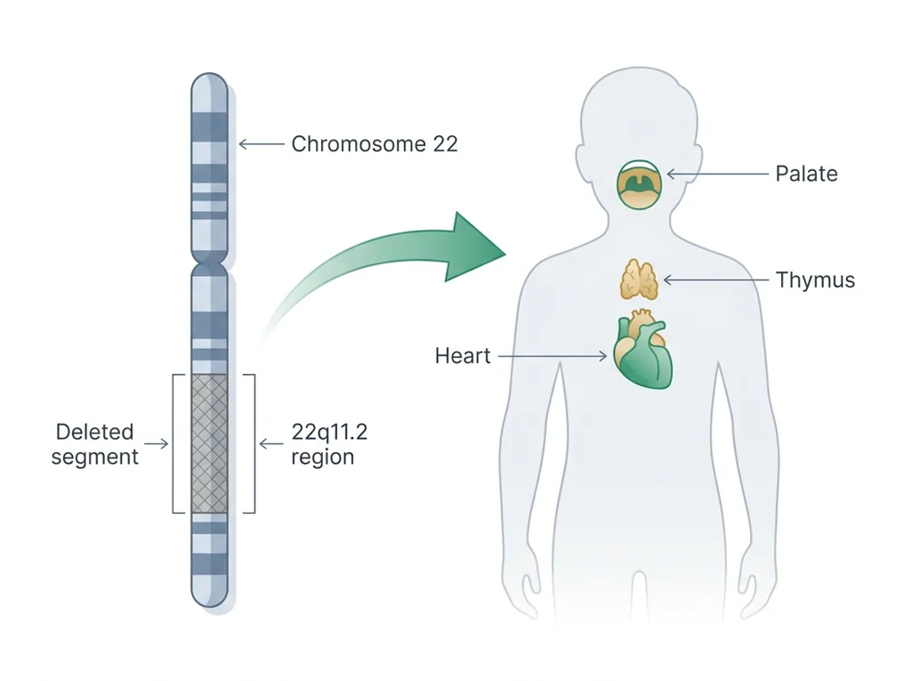 Labeled illustration: 22q11.2 deletion syndrome
