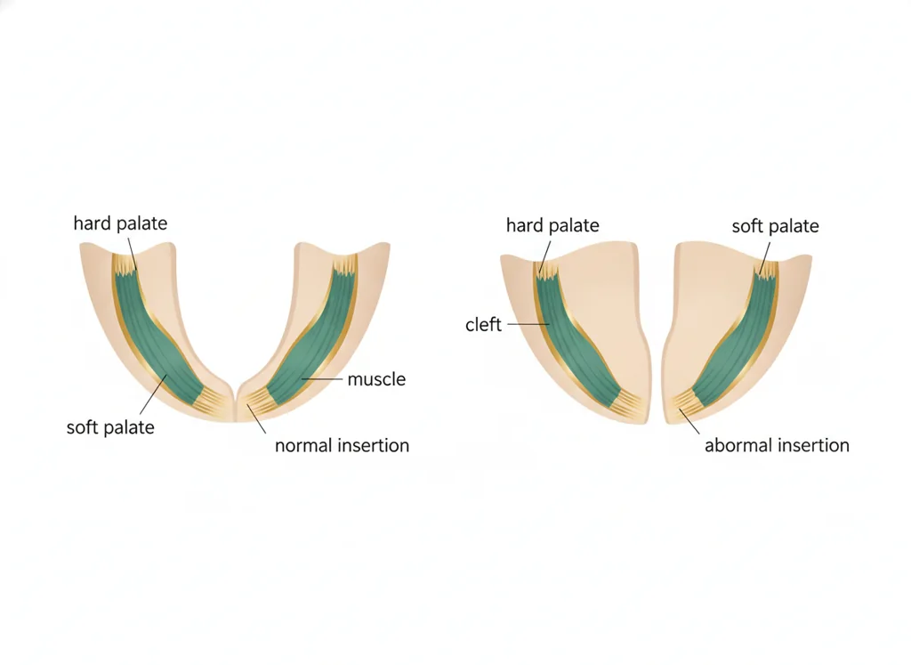 Labeled illustration: abnormal insertion