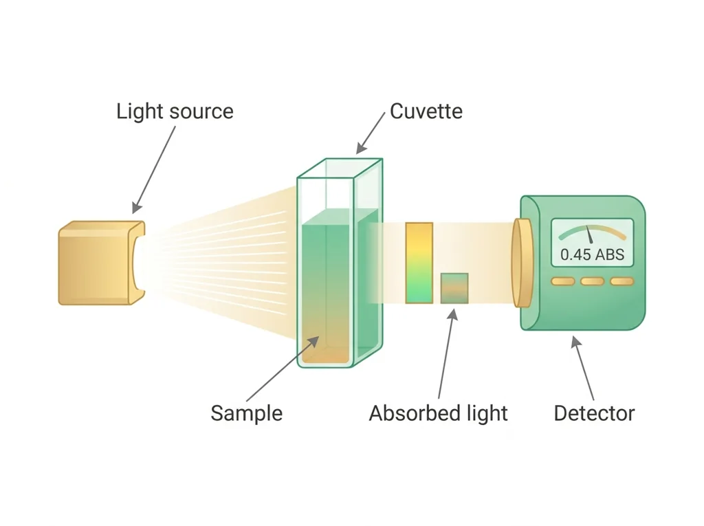 Labeled illustration: absorbance