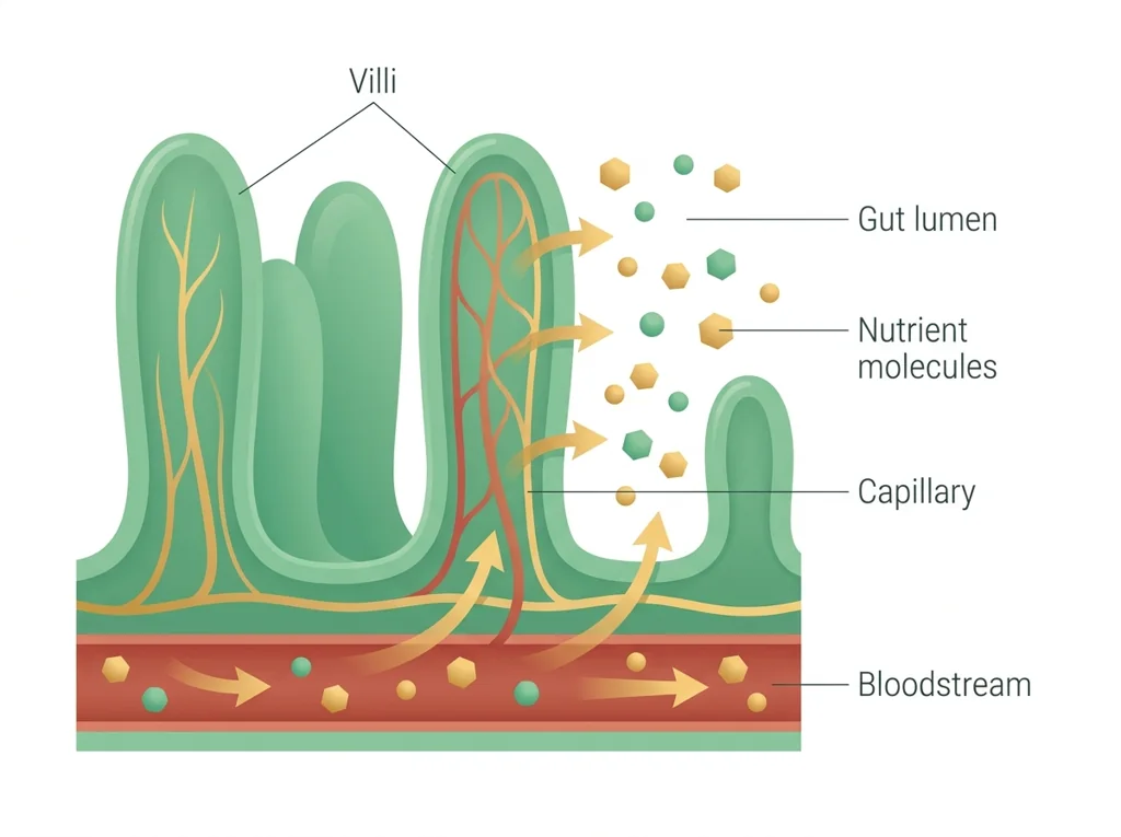 Labeled illustration: absorption