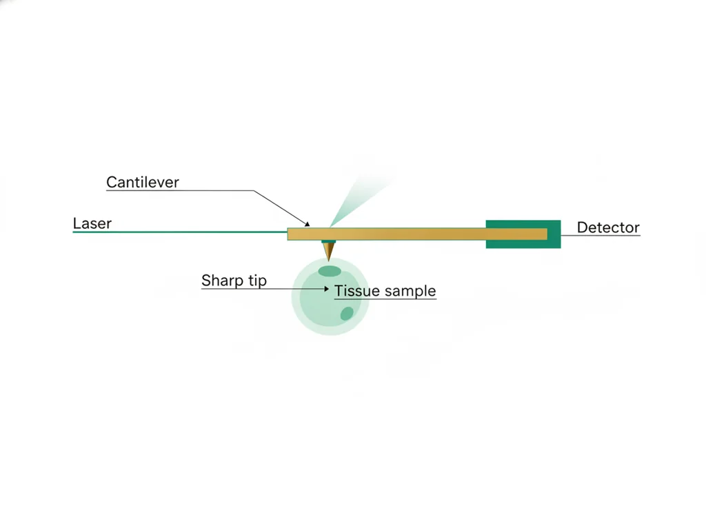 Labeled illustration: AFM