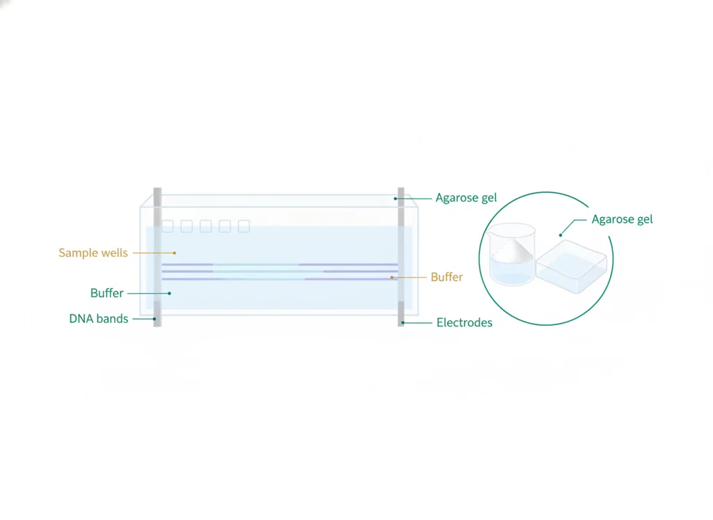 Labeled illustration: agarose