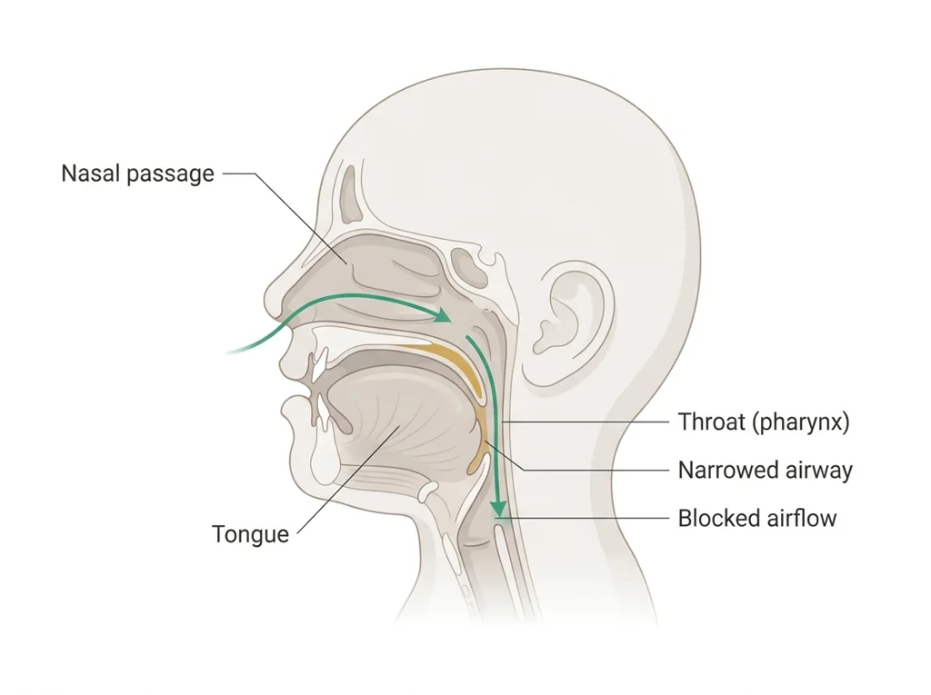 Labeled illustration: airway obstruction