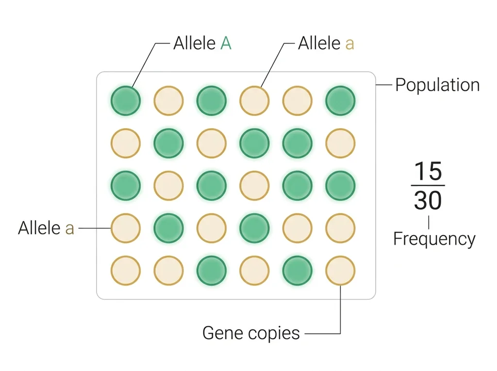 Labeled illustration: allele frequency