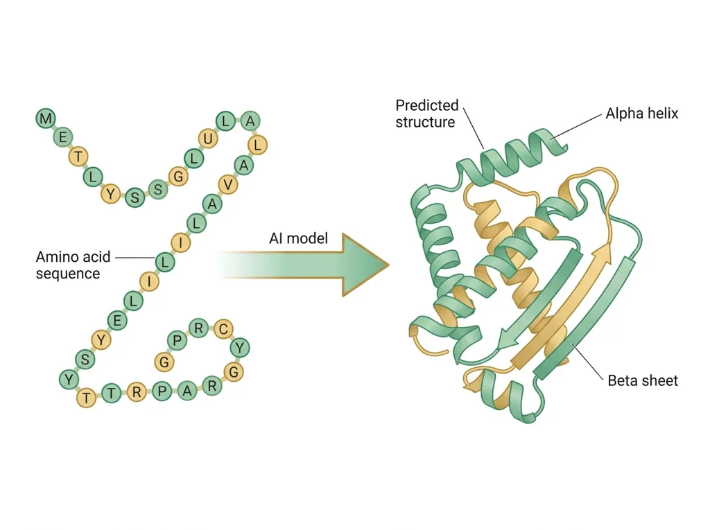 Labeled illustration: AlphaFold
