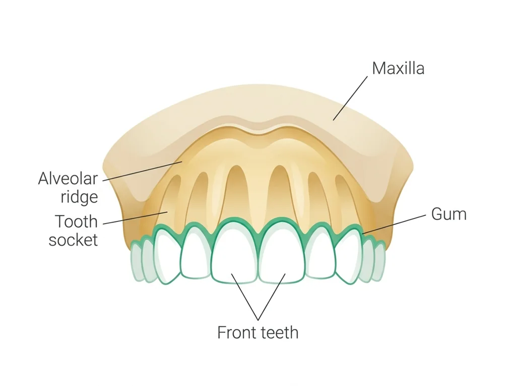 Labeled illustration: alveolus (alveolar ridge)