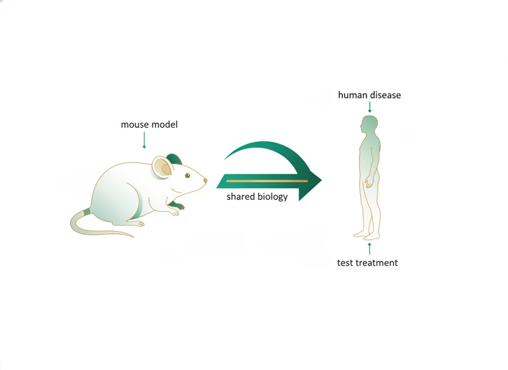 Labeled illustration: animal model