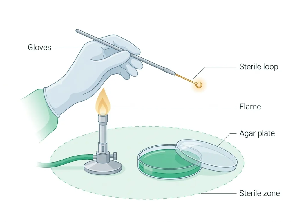 Labeled illustration: aseptic