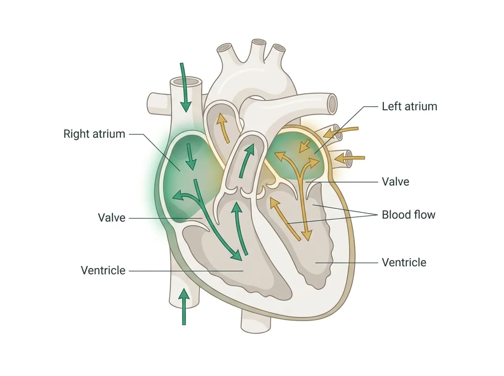 Labeled illustration: atrium