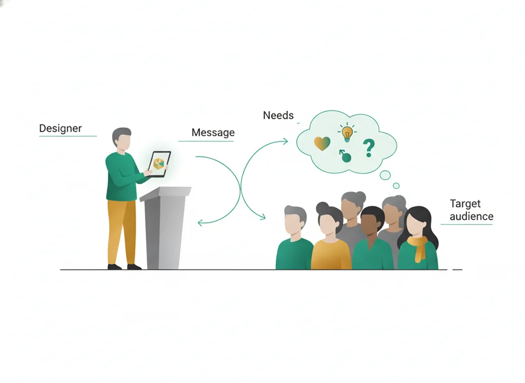 Labeled illustration: audience