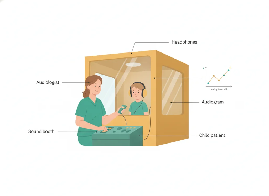 Labeled illustration: audiologist