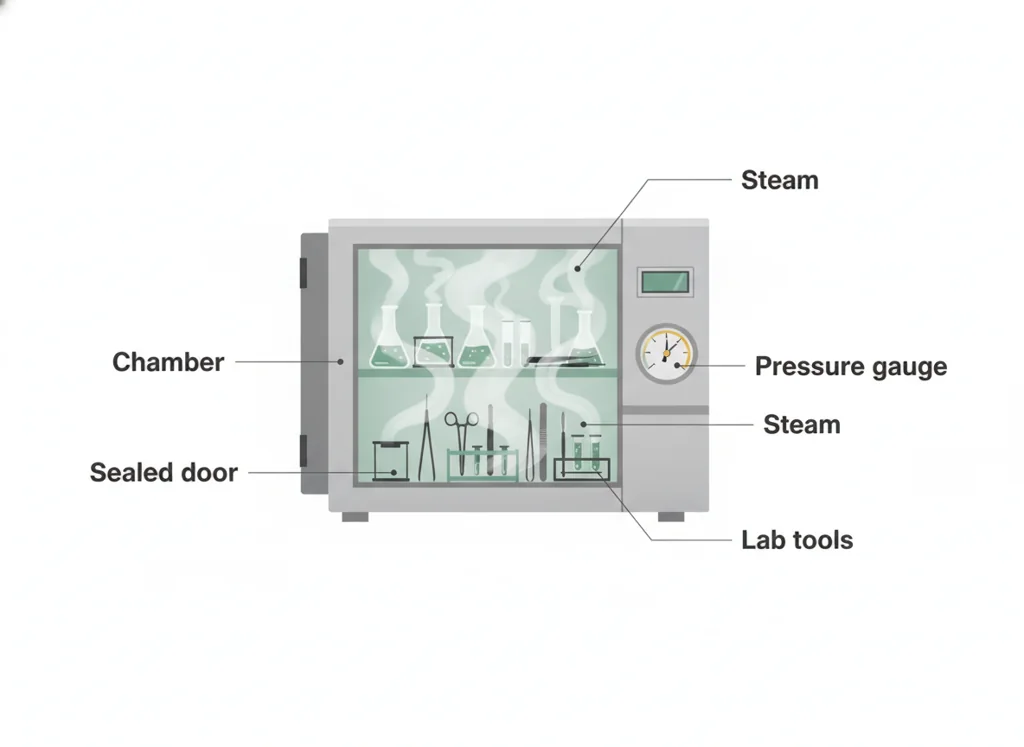 Labeled illustration: autoclave