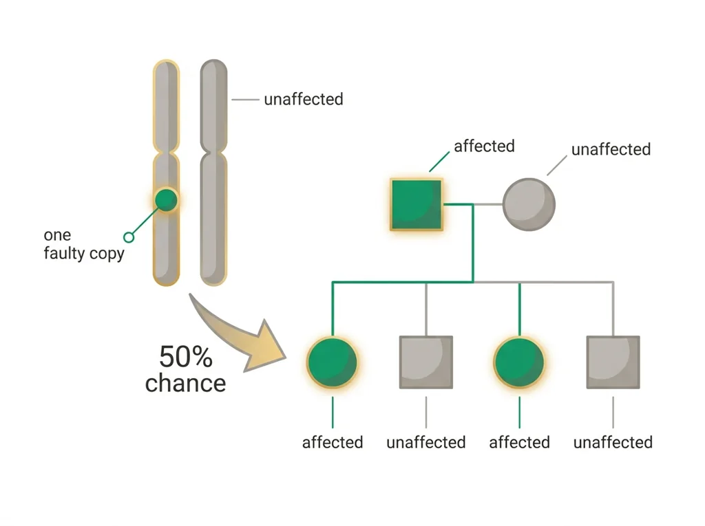 Labeled illustration: autosomal-dominant