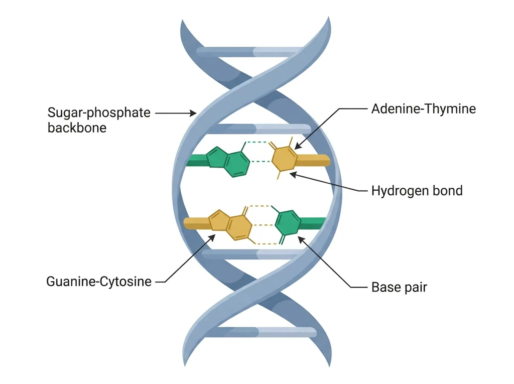 Labeled illustration: base pairs
