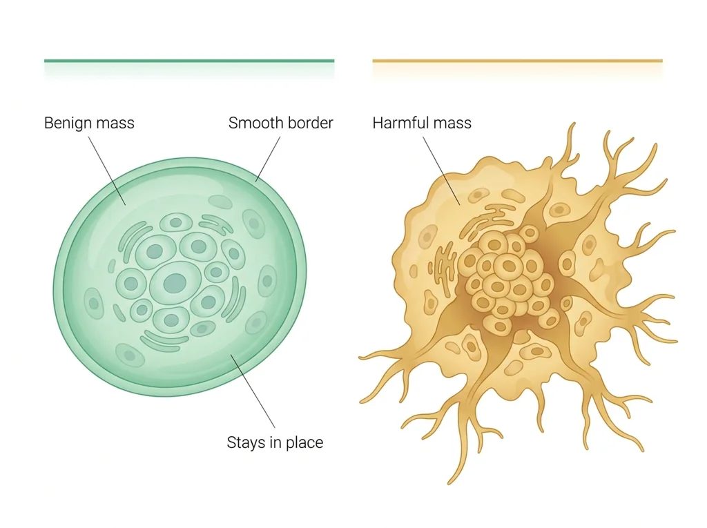 Labeled illustration: benign
