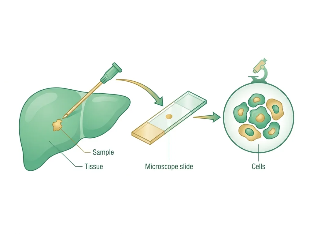 Labeled illustration: biopsy