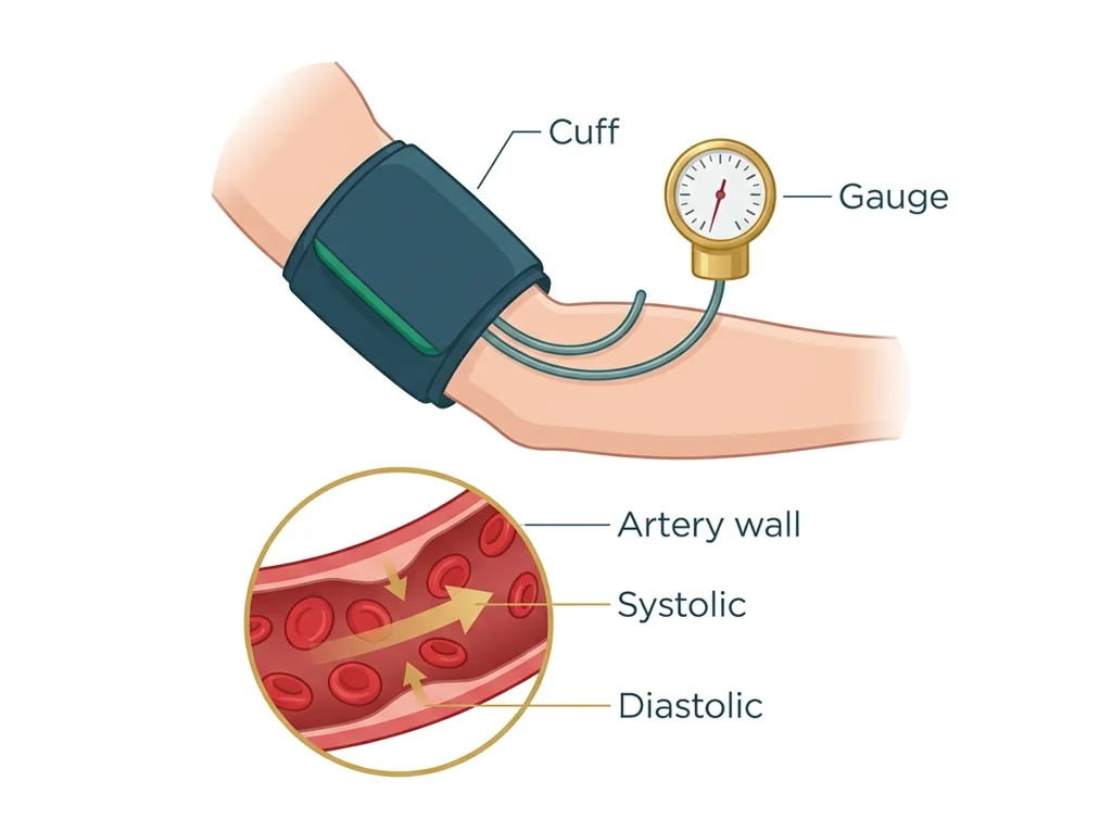 Labeled illustration: blood pressure