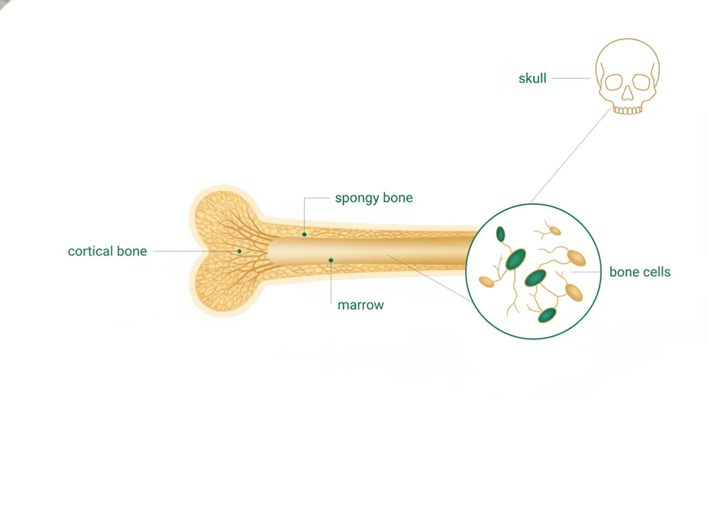 Labeled illustration: bone