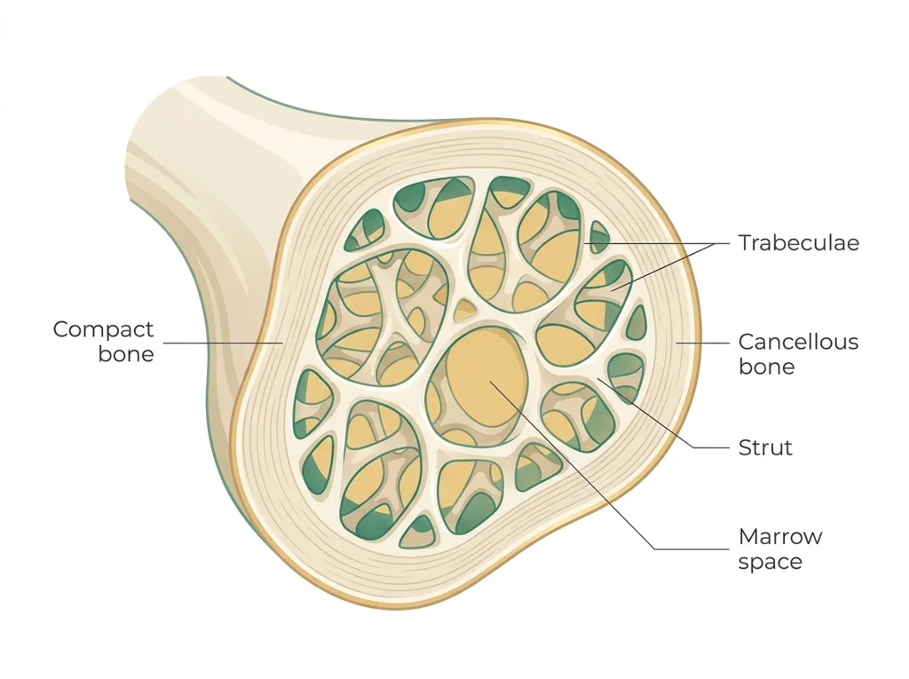 Labeled illustration: cancellous bone