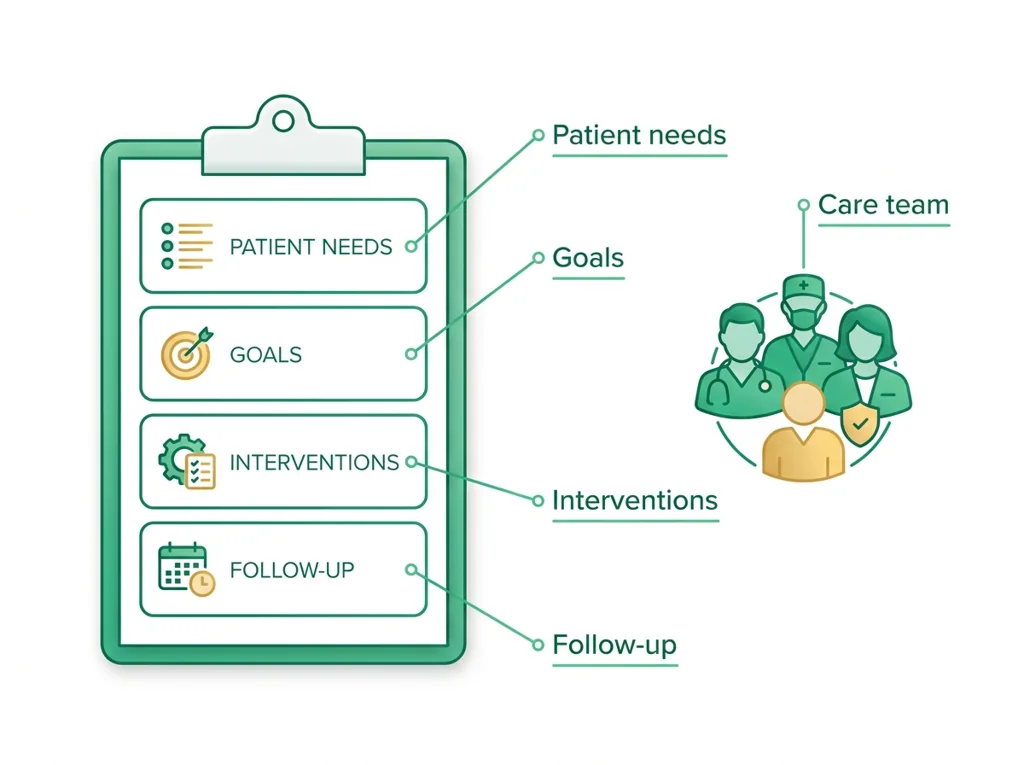 Labeled illustration: care plan