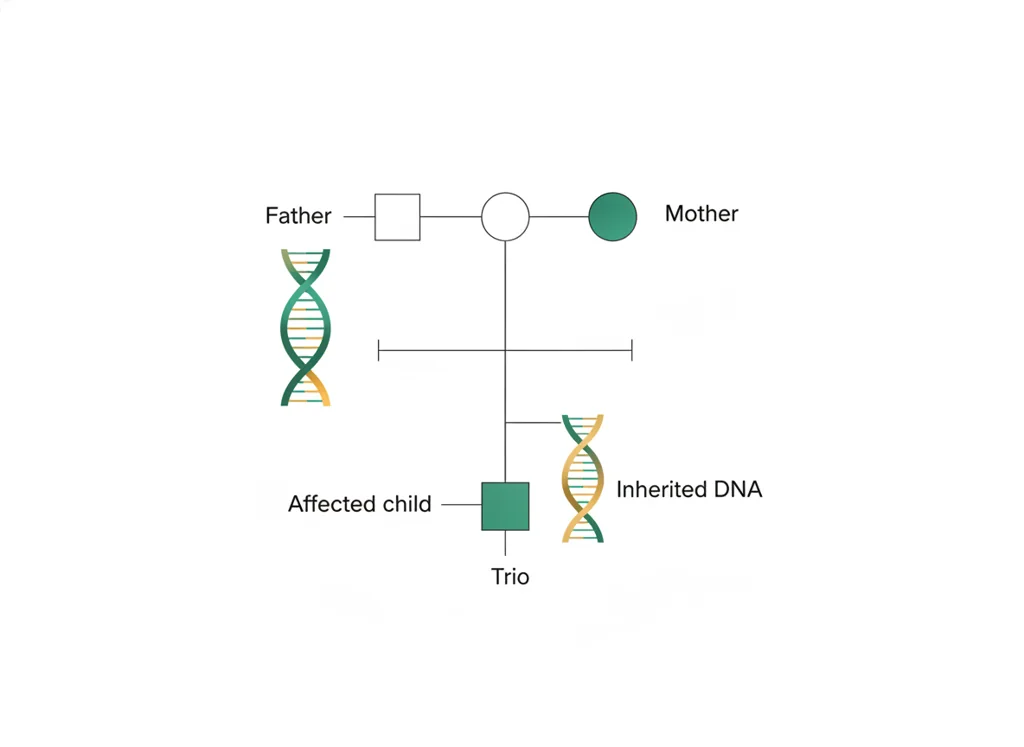 Labeled illustration: case-parent trio