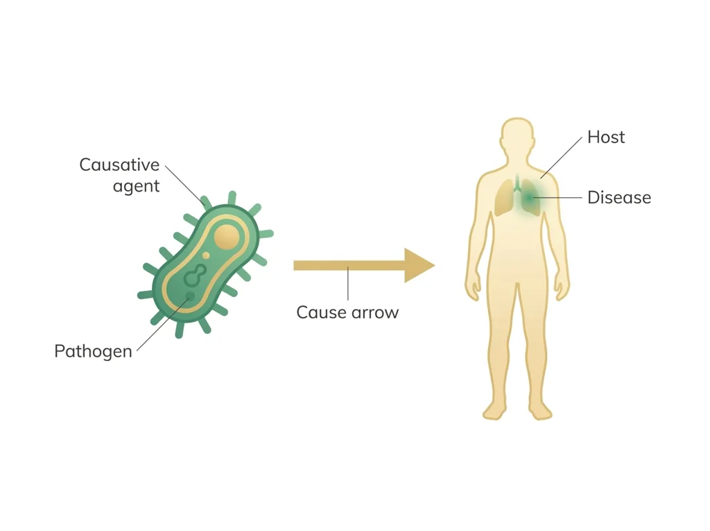 Labeled illustration: causative agent