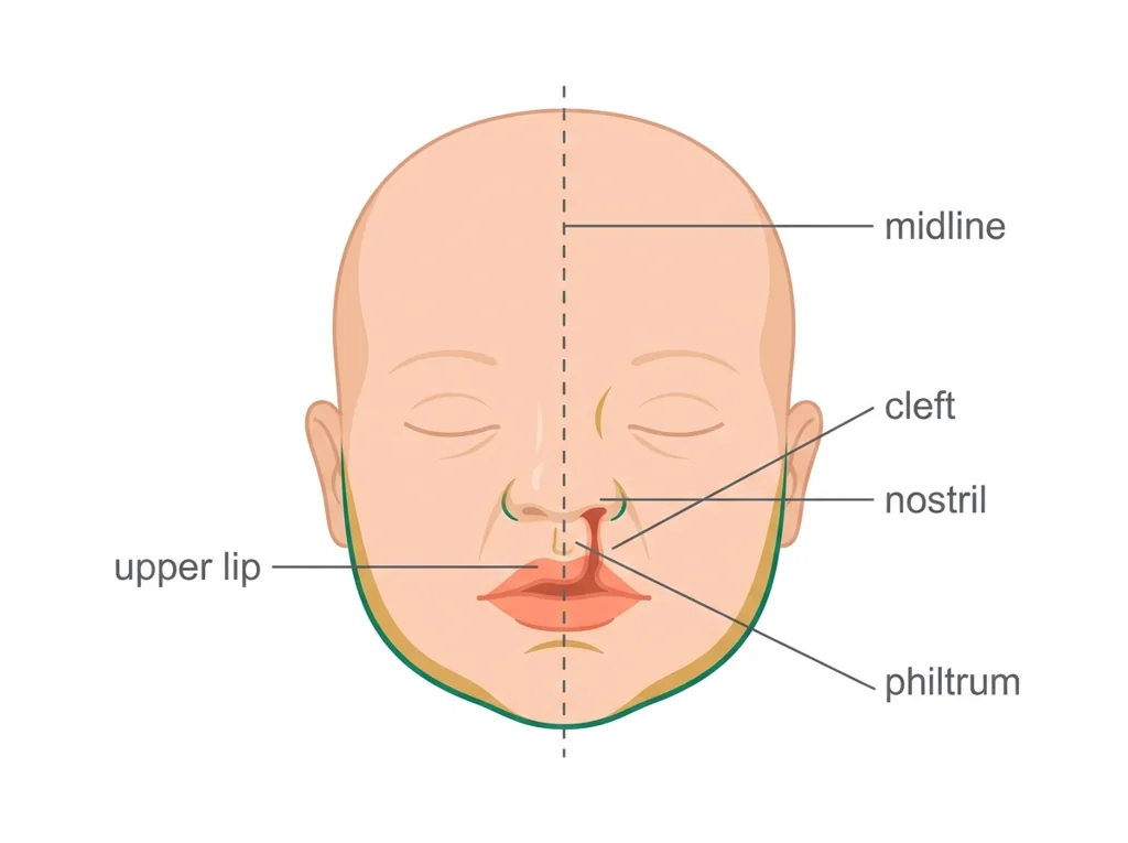 Labeled illustration: cleft-lip