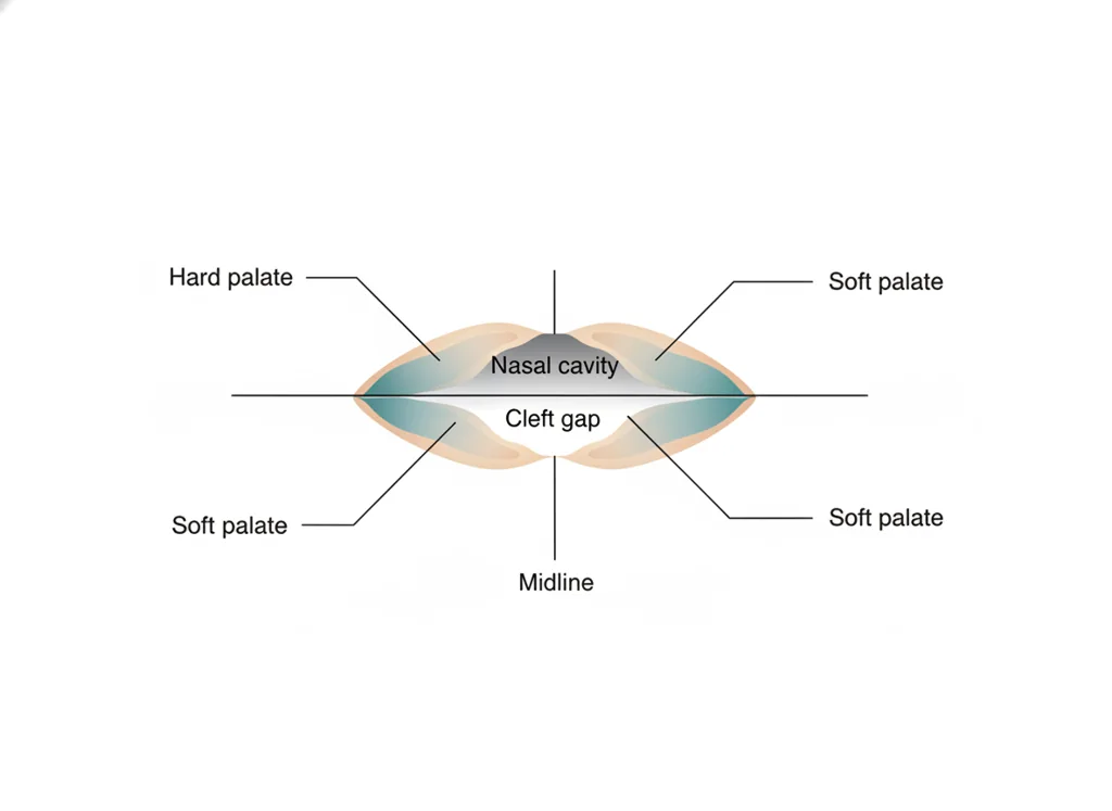 Labeled illustration: cleft palate (CP)