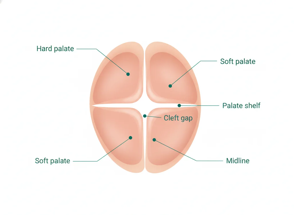 Labeled illustration: cleft-palate