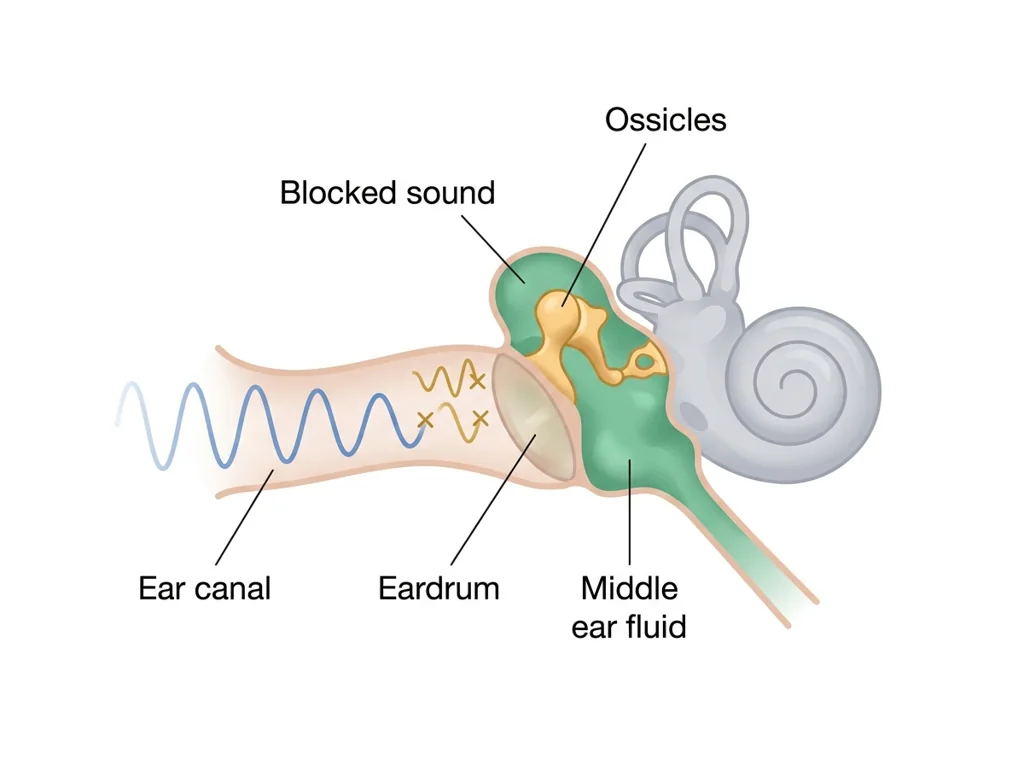 Labeled illustration: conductive-hearing-loss