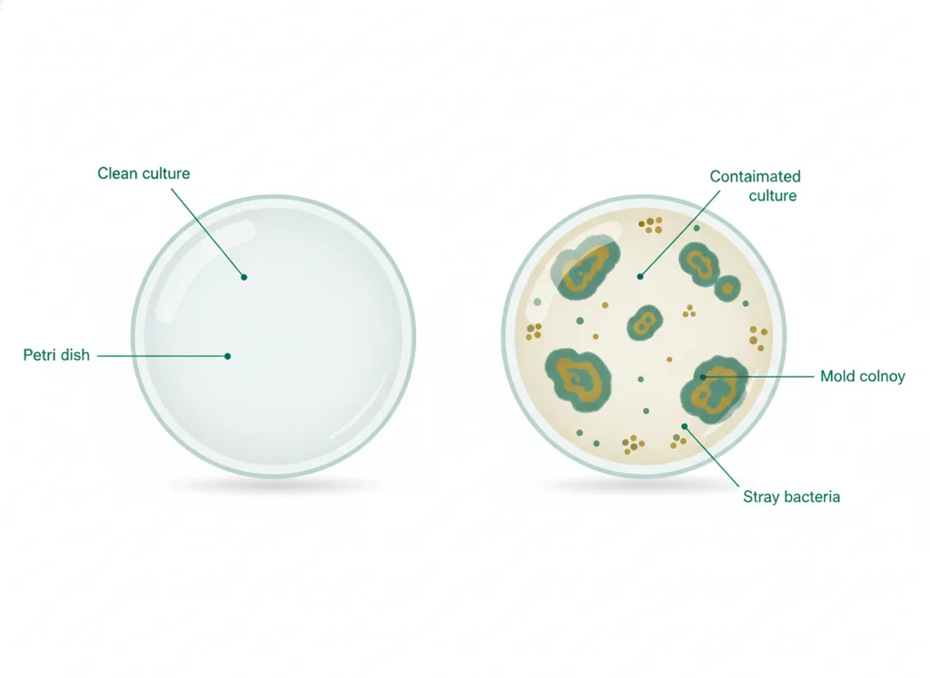 Labeled illustration: contamination