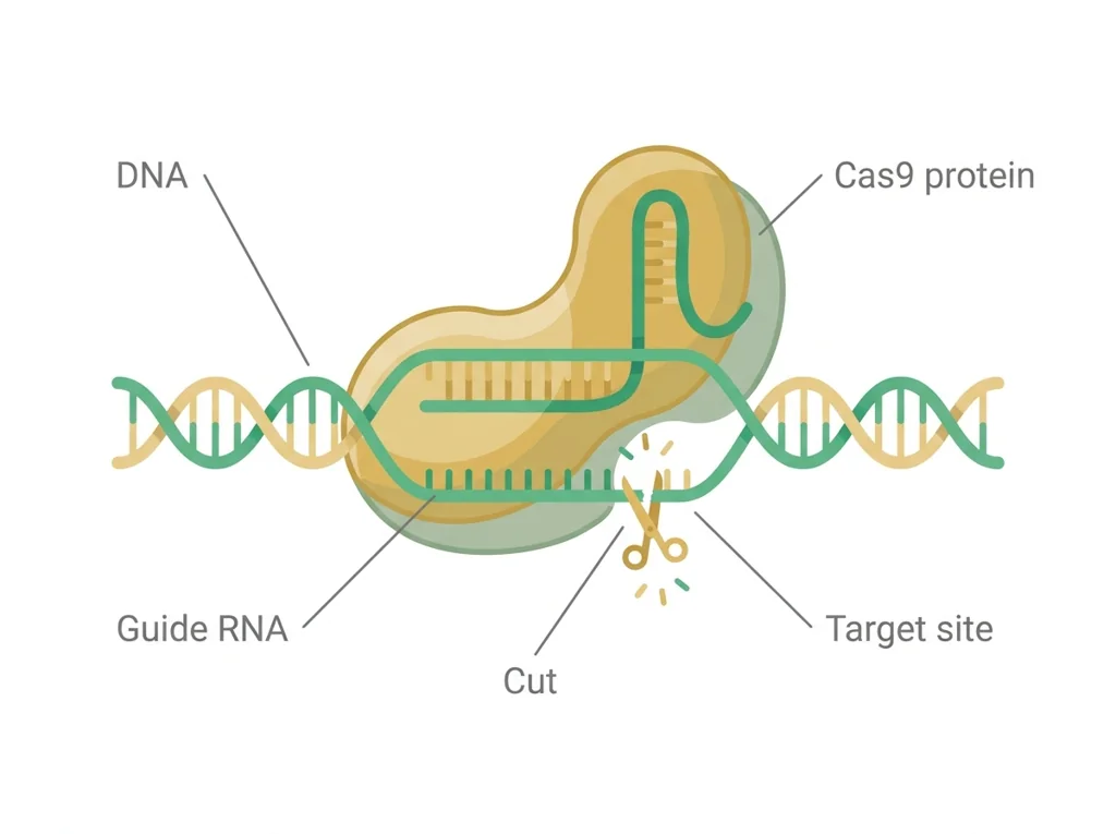 Labeled illustration: CRISPR-Cas9